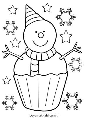 Kardan Adam boyama sayfası – basit çizim, kolay boyama