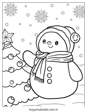 Kardan Adam boyama sayfası – eğlenceli etkinlik, el becerilerini geliştirir