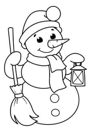 Kardan Adam boyama sayfası,  coloring page, Gece ormanında yolu aydınlatır., 