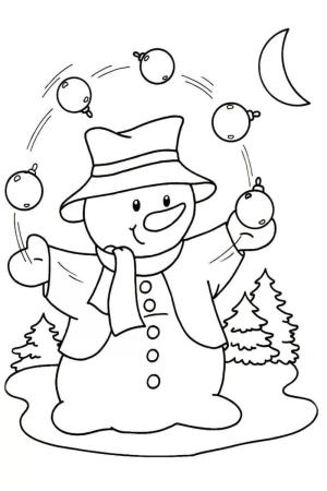 Kardan Adam boyama sayfası,  coloring page, Noel oyuncaklarıyla hokkabazlık yapmak kardan adamın ana odak noktasıdır., 