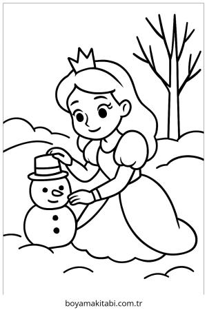 Kardan Adam boyama sayfası – el becerilerini geliştirir, boyama çalışması