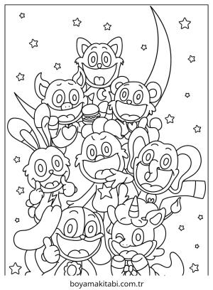 Karışık boyama sayfası – çocuklar için, çizgi film temalı