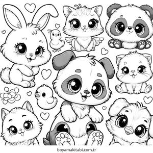 Karışık boyama sayfası – sanatsal çalışma, çocuklar için