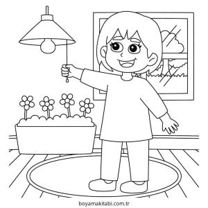 Karışık boyama sayfası – çizgi film temalı, basit çizim