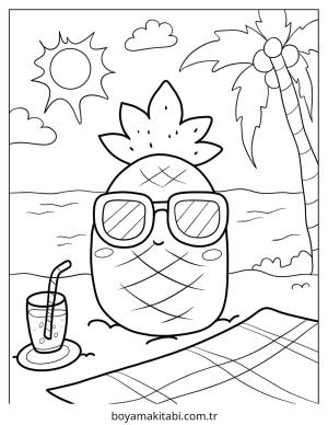 Karışık boyama sayfası – çizgi film temalı, basit çizim