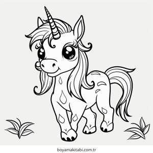 Karışık boyama sayfası – sevimli karakter, sanatsal çalışma