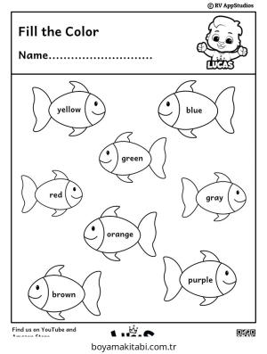 Karışık boyama sayfası – çizgi film temalı, basit çizim