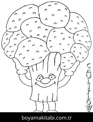 Karnabahar boyama sayfası – keyifli zaman, renkli çizimler