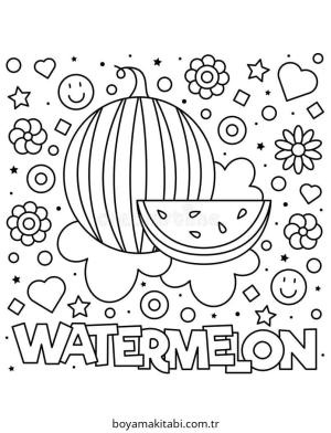 Karpuz boyama sayfası – keyifli zaman, renkli çizimler
