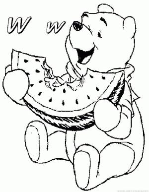 Karpuz boyama sayfası,  coloring page, Karpuz yiyen Pooh Ayı, 