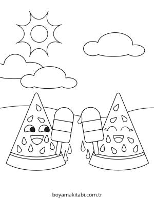 Karpuz boyama sayfası – eğlenceli etkinlik, el becerilerini geliştirir