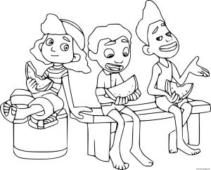 Karpuz boyama sayfası,  coloring page, Giulia ve Karpuz Yiyen Arkadaşları, 