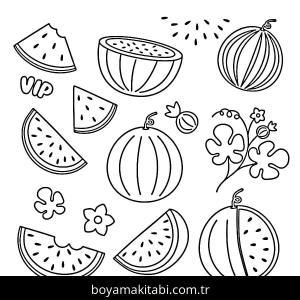 Karpuz boyama sayfası – basit çizim, kolay boyama