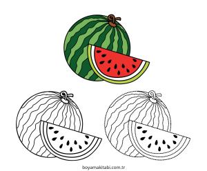 Karpuz boyama sayfası – çizgi film temalı, basit çizim