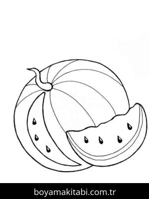 Karpuz boyama sayfası – renkli çizimler, okul öncesi