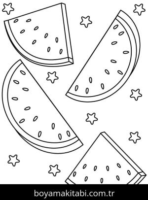 Karpuz boyama sayfası – çizgi film temalı, basit çizim