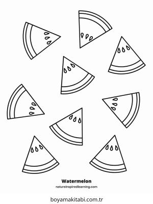 Karpuz boyama sayfası – keyifli zaman, renkli çizimler