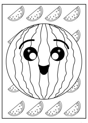 Karpuz boyama sayfası,  coloring page, Kawai Karpuz, 