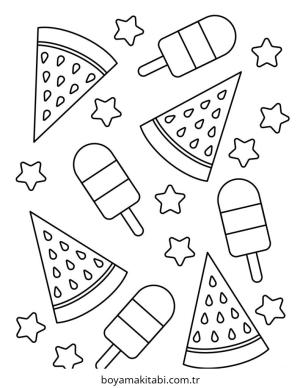 Karpuz boyama sayfası – okul öncesi, evde etkinlik