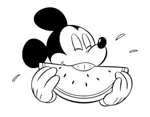 Karpuz boyama sayfası,  coloring page, Mickey Mouse Karpuz Yiyor, 