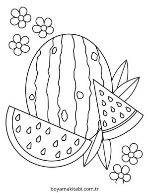 Karpuz boyama sayfası – kolay boyama, eğitici aktivite