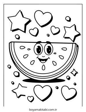 Karpuz boyama sayfası – eğitici aktivite, yaratıcılık