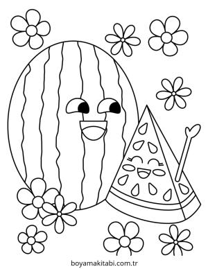 Karpuz boyama sayfası – boyama etkinliği, çocuk aktivitesi