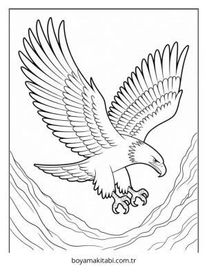 Kartal boyama sayfası – PDF indir, sevimli karakter