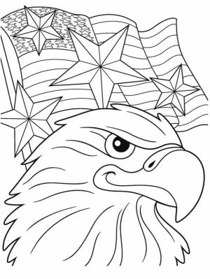 Kartal boyama sayfası, coloring page, Bayrağı olan Kartal,