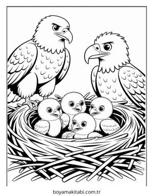 Kartal boyama sayfası – sevimli karakter, sanatsal çalışma