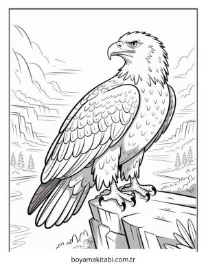 Kartal boyama sayfası – çocuklar için, çizgi film temalı