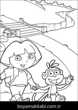 Kaşif Dora boyama sayfası – okul öncesi, evde etkinlik