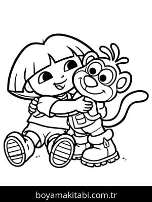 Kaşif Dora boyama sayfası – çocuklar için, çizgi film temalı