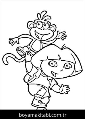 Kaşif Dora boyama sayfası – basit çizim, kolay boyama