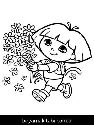 Kaşif Dora boyama sayfası – keyifli zaman, renkli çizimler
