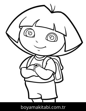 Kaşif Dora boyama sayfası – eğlenceli etkinlik, el becerilerini geliştirir