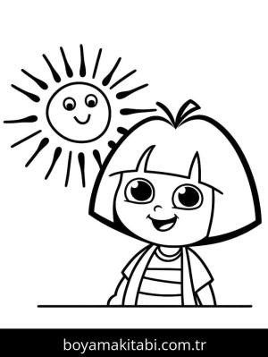 Kaşif Dora boyama sayfası – el becerilerini geliştirir, boyama çalışması