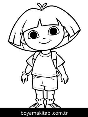 Kaşif Dora boyama sayfası – çocuklar için, çizgi film temalı