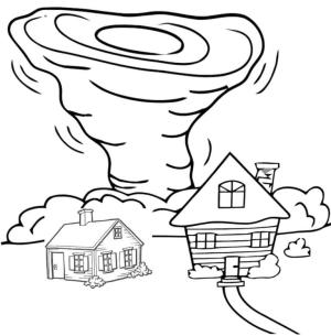 Kasırga boyama sayfası,  coloring page, Ülkedeki Tornado, 