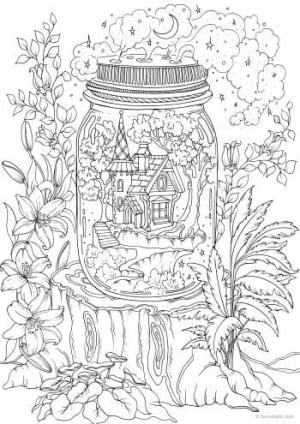 Kavanoz boyama sayfası,  coloring page, Kavanozdaki Ev, 