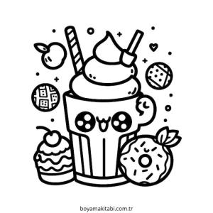 Kawaii Food boyama sayfası – yaratıcılığı geliştirir, keyifli zaman