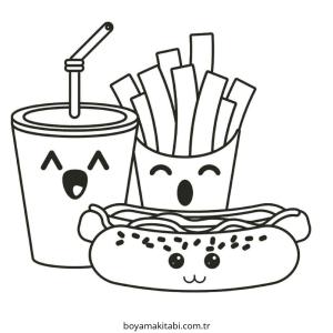 Kawaii Food boyama sayfası – eğitici aktivite, yaratıcılık