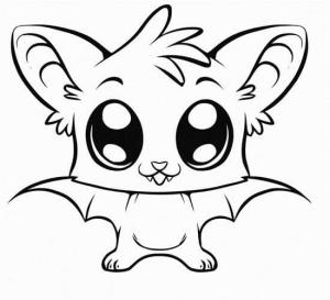 Kawaii boyama sayfası,  coloring page, Yarasa Kawaii, 