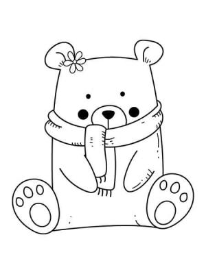 Kawaii boyama sayfası,  coloring page, Oturan Kawaii Ayı, 