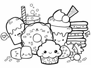 Kawaii boyama sayfası,  coloring page, Temel Gıdalar Kawaii, 