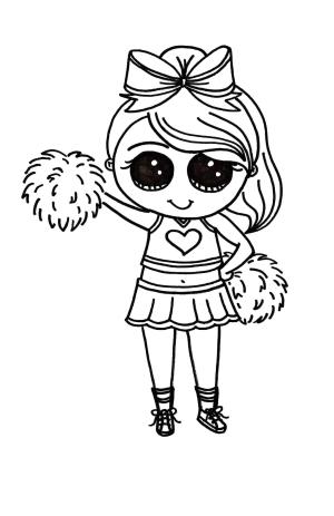 Kawaii boyama sayfası,  coloring page, Kadın Amigo Kawaii Gülüyor, 