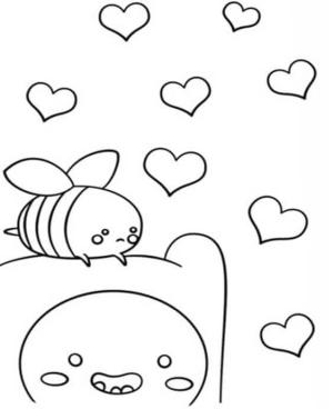 Kawaii boyama sayfası,  coloring page, Arı Kawaii, 