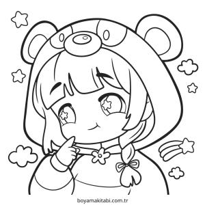 Kawaii boyama sayfası – sevimli karakter, sanatsal çalışma