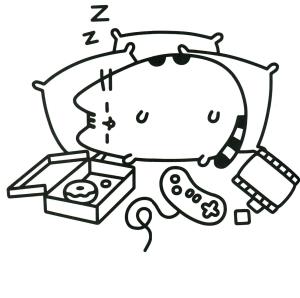 Kawaii boyama sayfası,  coloring page, Kawaii Pusheen Kedi Uyuyan, 