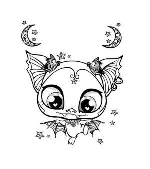 Kawaii boyama sayfası,  coloring page, Yarasa Mandala Kawaii, 